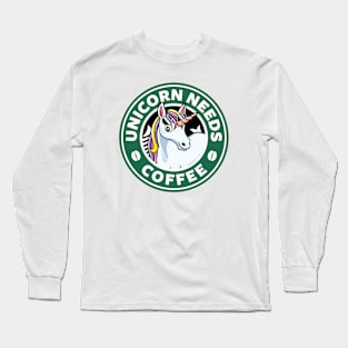 Unicorn Needs Coffee Long Sleeve T-Shirt